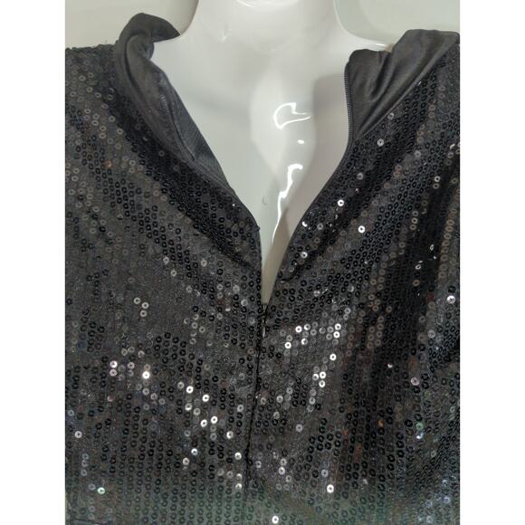 TS Couture Women's Black Sequin Maxi Evening Dress Size 6 NWT Whimsical Glam - Picture 8 of 11